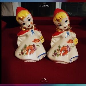 Vintage Hull Little Red Riding Hood large set of salt and pepper shakers.